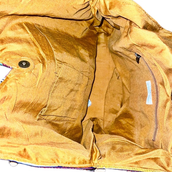 Bohemian Dreams Artisan Patchwork Leather Bucket Tote Bag - Picture 12 of 14